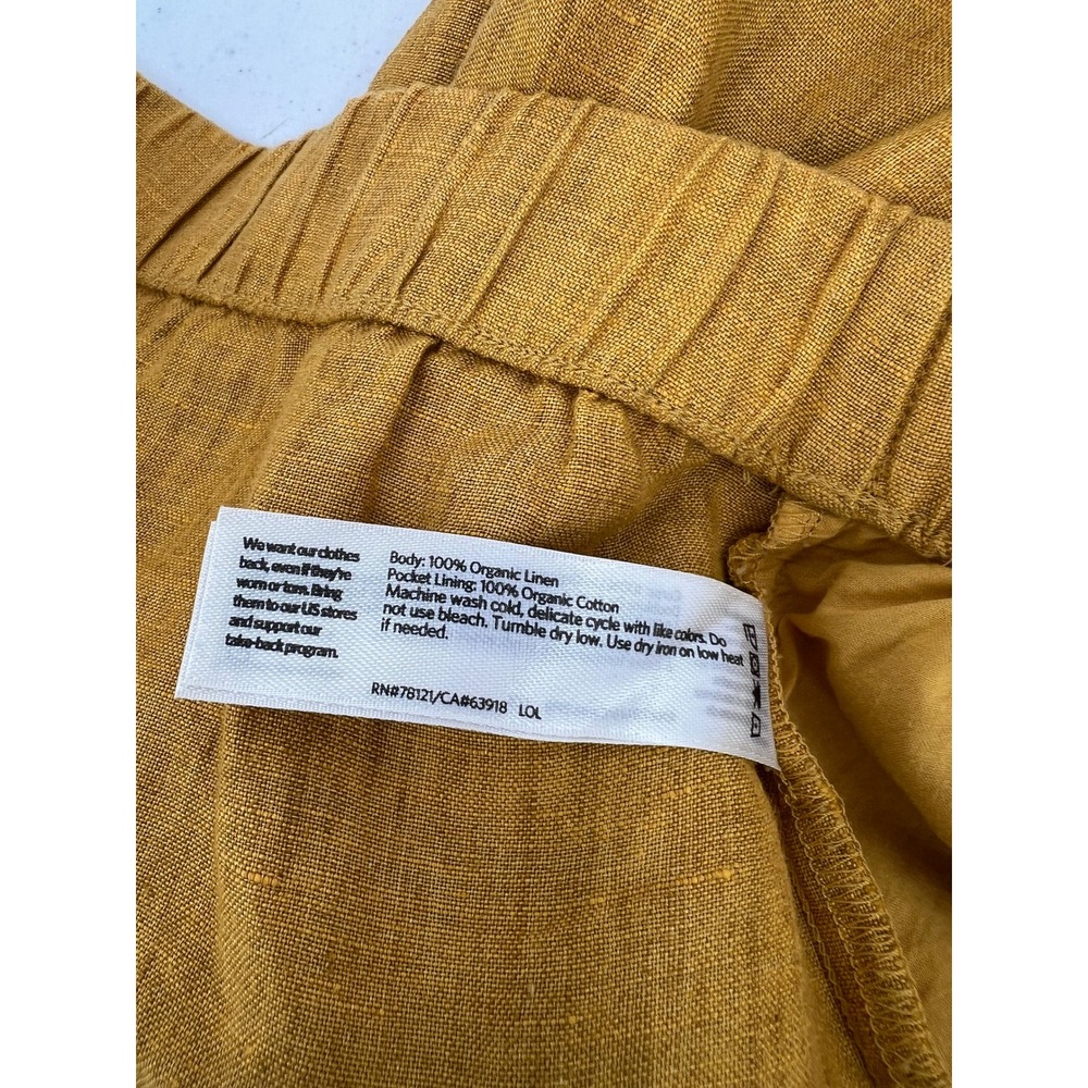 Eileen Fisher Mustard Yellow 100% Organic Linen Wide Leg Crop Pants Large - Picture 4 of 9
